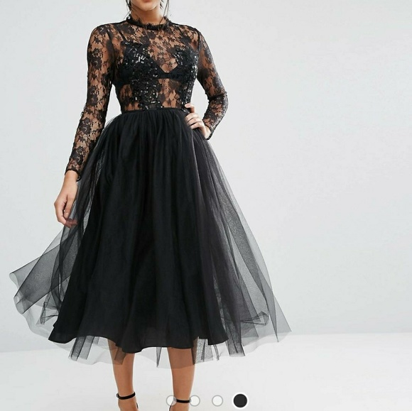 black tulle lace dress